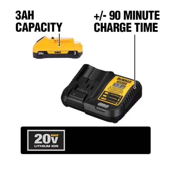 DEWALT 20-Volt MAX Cordless 4-1/2 in. to 5 in. Grinder, (1) 20-Volt 3.0Ah Battery & Charger