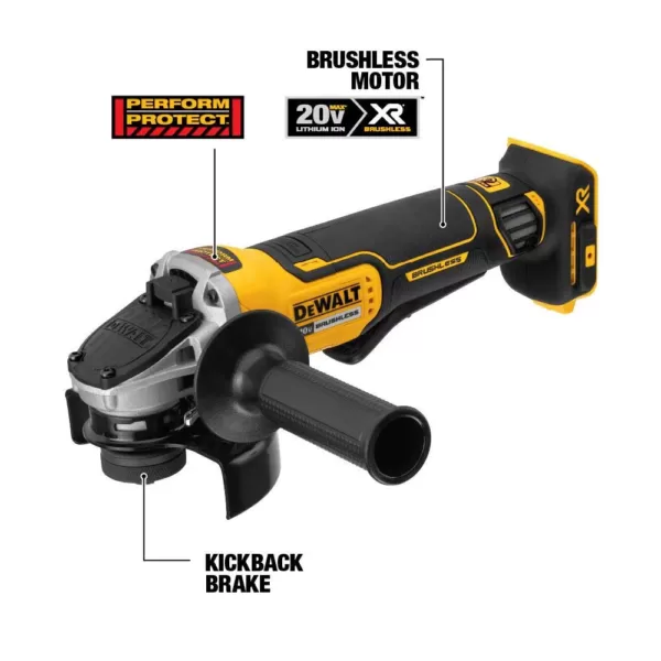 DEWALT 20-Volt MAX XR Cordless Brushless 4-1/2 in. Small Angle Grinder with 1-1/2 in. Die Grinder & (1) 20-Volt 5.0Ah Battery