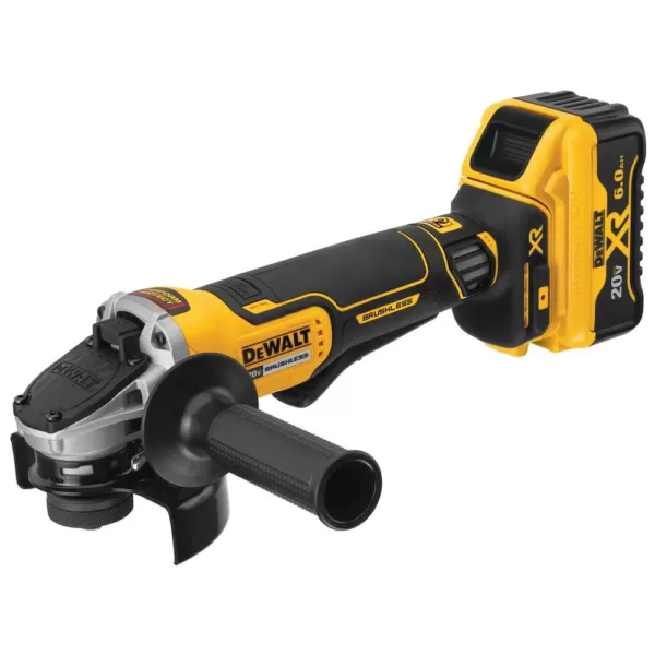 DEWALT 20-Volt MAX XR Cordless Brushless 4-1/2 in. Small Angle Grinder, (2) 20-Volt 6.0Ah Batteries & 1/4 in. Impact Driver