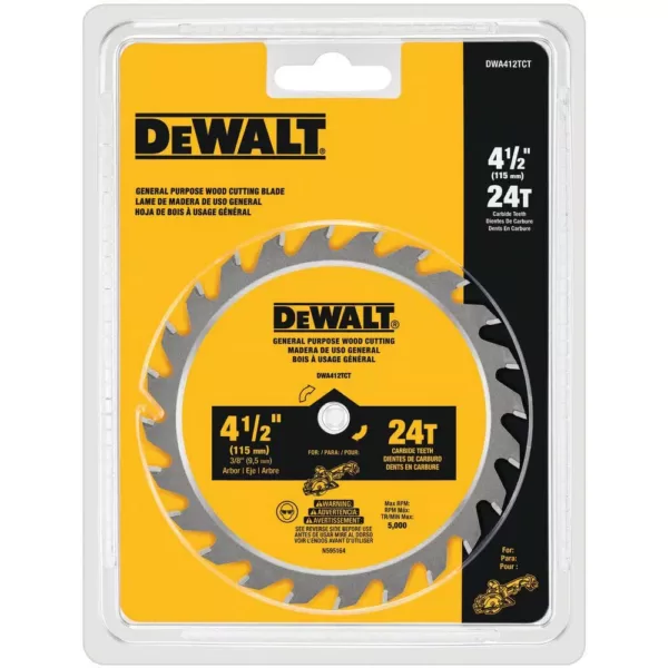 DEWALT ATOMIC 4-1/2 in. 24-Tooth Circular Saw Blade (2-Pack)