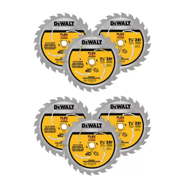 DEWALT FLEXVOLT 7-1/4 in. 24-Teeth Carbide-Tipped Circular Saw Blade (6-Pack)