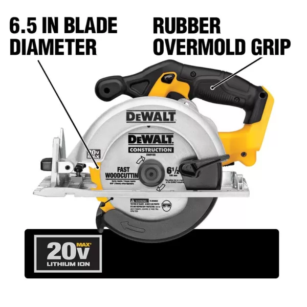 DEWALT 20-Volt MAX Cordless 6-1/2 in. Circular Saw with (2) 20-Volt Batteries 5.0Ah & Charger