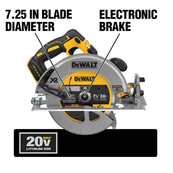 DEWALT 20-Volt MAX XR Cordless Brushless 7-1/4 in. Circular Saw with (1) 20-Volt Battery 6.0Ah