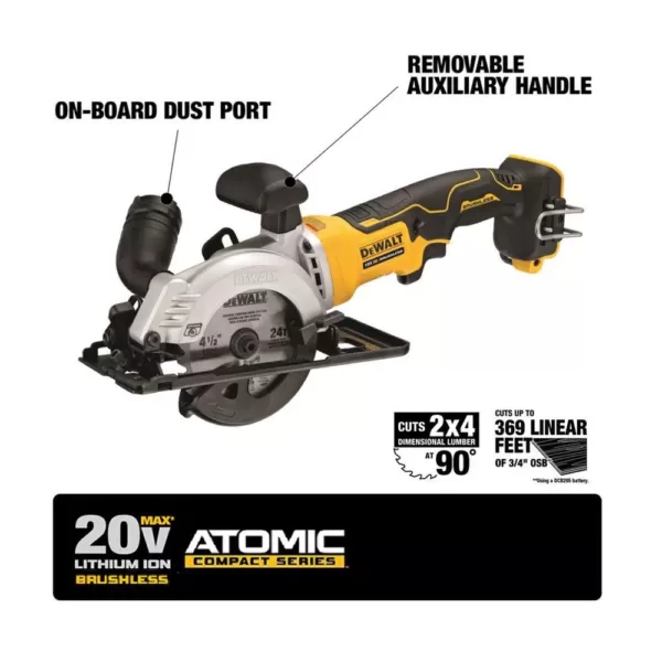 DEWALT ATOMIC 20-Volt MAX Cordless Brushless 4-1/2 in. Circular Saw with (1) 20-Volt Battery 5.0Ah