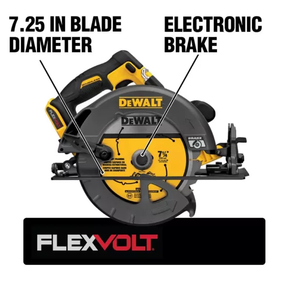 DEWALT FLEXVOLT 60-Volt MAX Cordless Brushless 7-1/4 in. Circular Saw with (3) FLEXVOLT 6.0Ah Batteries