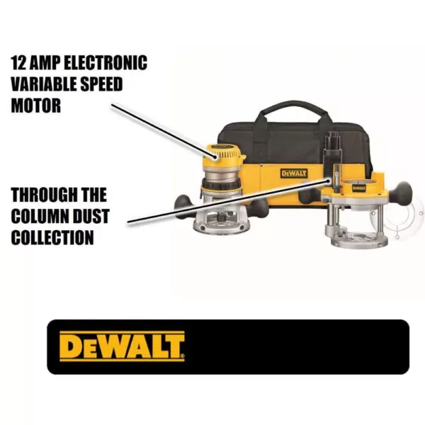 DEWALT 12 Amp Corded 2-1/4 Horsepower Fixed and Plunge Base Router Kit