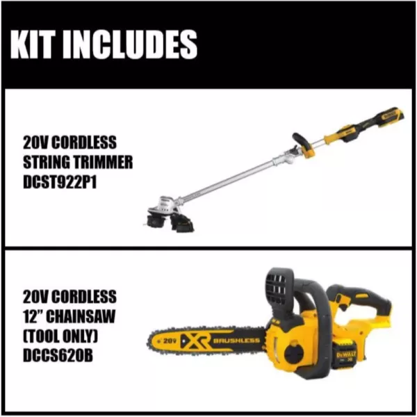 DEWALT 20V MAX Brushless Cordless String Trimmer with Bonus 12 in. 20V Cordless Brushless Chainsaw (Tool Only)