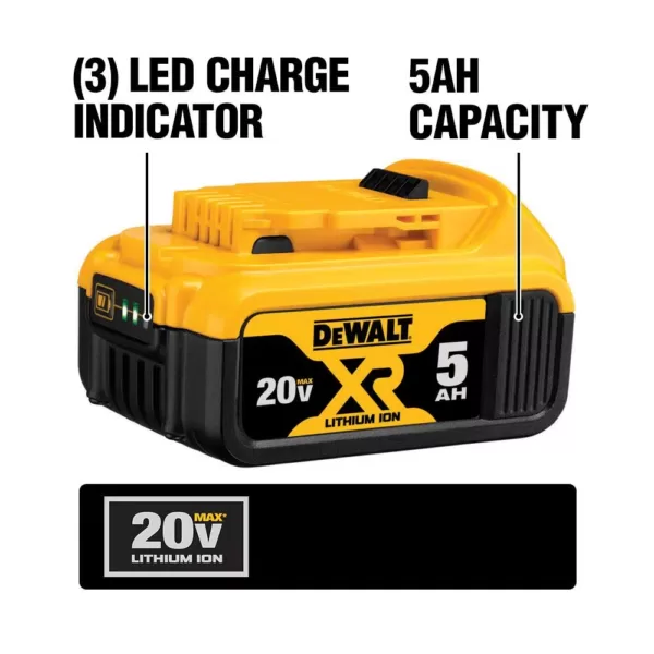 DEWALT 20-Volt MAX XR Li-Ion Cordless Brushless 5 in. Random Orbital Sander (Tool-Only) with 20-Volt Li-Ion (1) 5.0Ah Battery