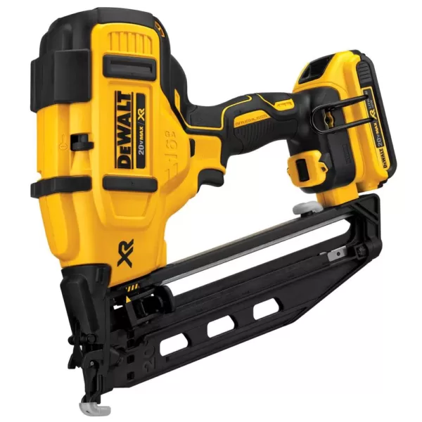 DEWALT 20-Volt Max 16-Gauge Cordless Angled Finish Nailer Kit with Bonus Lithium-Ion Compact Battery Pack 2.0Ah