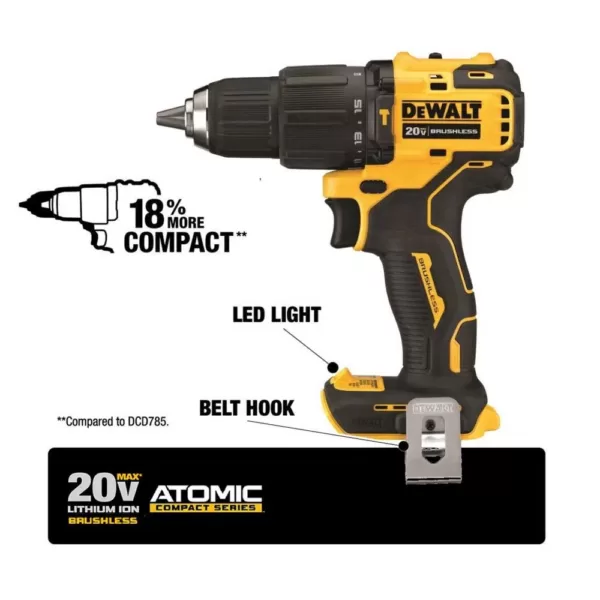 DEWALT ATOMIC 20-Volt MAX Cordless Brushless Compact 1/2 in. Hammer Drill, (1) 20-Volt 4.0Ah Battery & Charger