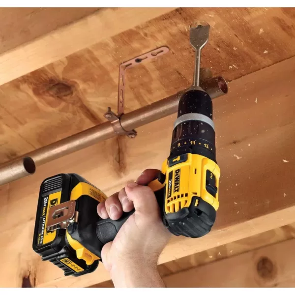 DEWALT 20-Volt MAX Cordless Compact 1/2 in. Hammer Drill/Driver, (2) 20-Volt 1.3Ah Batteries, Charger, Bag & Cross Line Laser