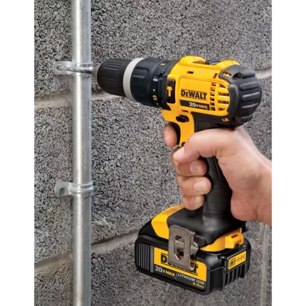 DEWALT 20-Volt MAX Cordless Compact 1/2 in. Hammer Drill/Driver, (2) 20-Volt 1.3Ah Batteries & Mech Tool Set (108-Piece)