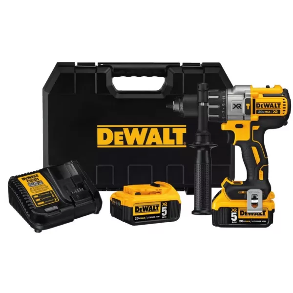 DEWALT 20-Volt MAX XR Cordless Brushless 3-Speed 1/2 in. Hammer Drill with (3) 20-Volt 5.0Ah Batteries & Charger