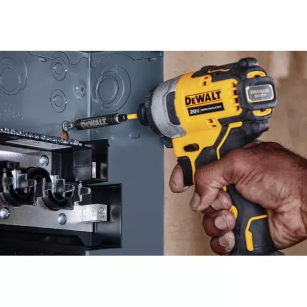 DEWALT ATOMIC 20-Volt MAX Cordless Brushless Compact 1/4 in. Impact Driver, (2) 20-Volt 1.3Ah Batteries, Charger & Bag