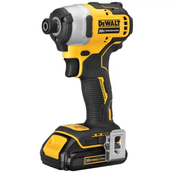 DEWALT ATOMIC 20-Volt MAX Cordless Brushless Compact 1/4 in. Impact Driver, (2) 20-Volt 1.3Ah & (2) 20-Volt 2.0Ah Batteries