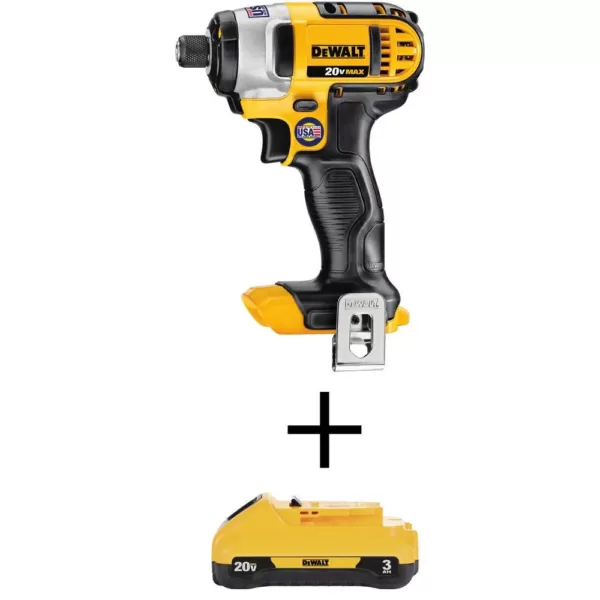 DEWALT 20-Volt MAX Lithium-Ion Cordless 1/4 in. Impact Driver (Tool-Only) with 20-Volt MAX Compact Li-Ion 3.0 Ah Battery Pack