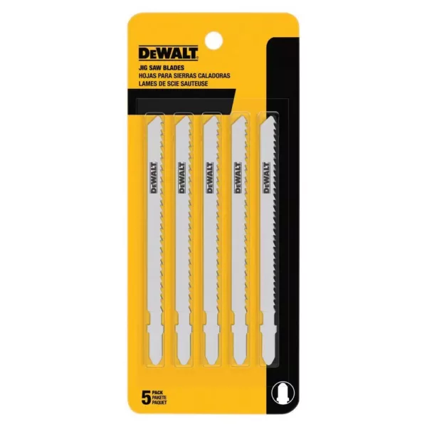 DEWALT 4 in. 6 TPI Fast Clean Wood Cutting Jig Saw Blade Bi-Metal T-Shank (5-Pack)