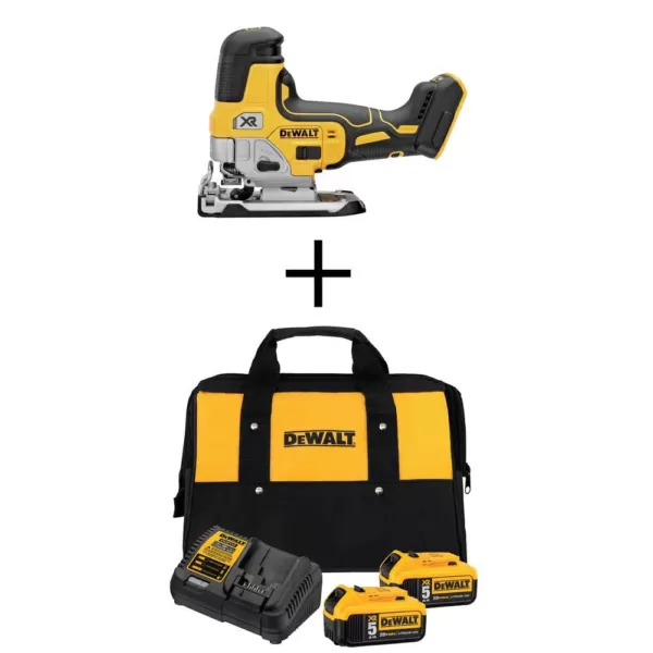 DEWALT 20-Volt MAX XR Cordless Barrel Grip Jigsaw with (2) 20-Volt Batteries 5.0Ah & Charger