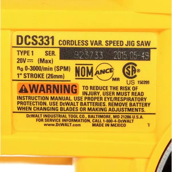 DEWALT 20-Volt MAX Cordless Jig Saw (Tool-Only)