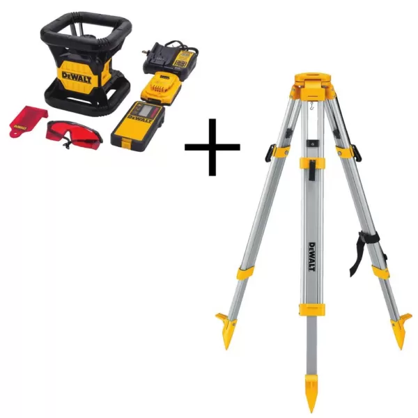 DEWALT 20-Volt Lithium-Ion Red Rotary Laser Level with Bonus Construction Tripod