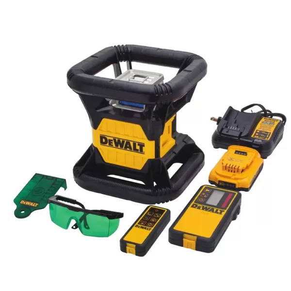 DEWALT 20-Volt MAX Lithium-Ion 250 ft. Gree Self-Leveling Rotary Laser Level with Battery 2Ah, Charger, & TSTAK Case