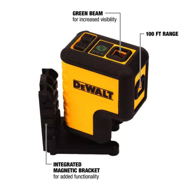 DEWALT 120 ft. Green Self-Leveling 3-Spot Laser Level with (2) AA Batteries & Case