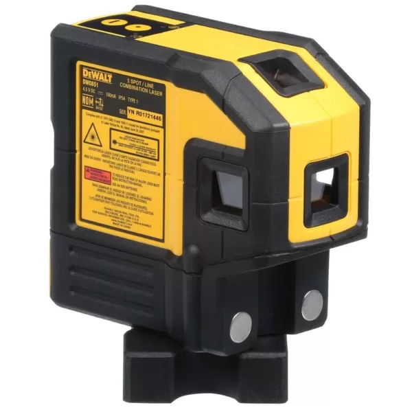 DEWALT 165 ft. Red Self-Leveling 5-Spot & Horizontal Line Laser Level with (3) AA Batteries & Case