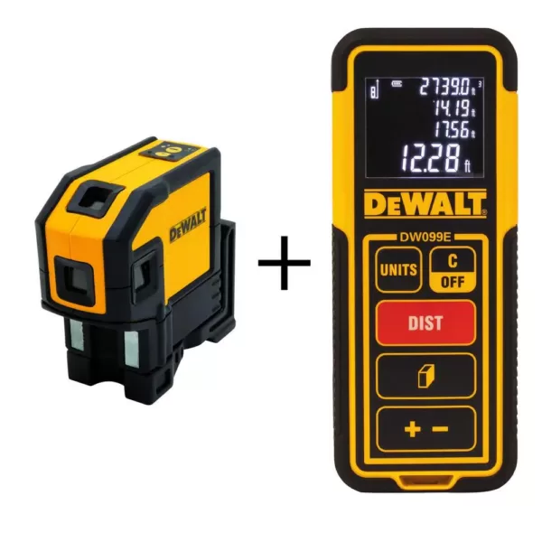 DEWALT Self-Leveling Red Line Laser Level with 100 ft. Laser Distance Measurer