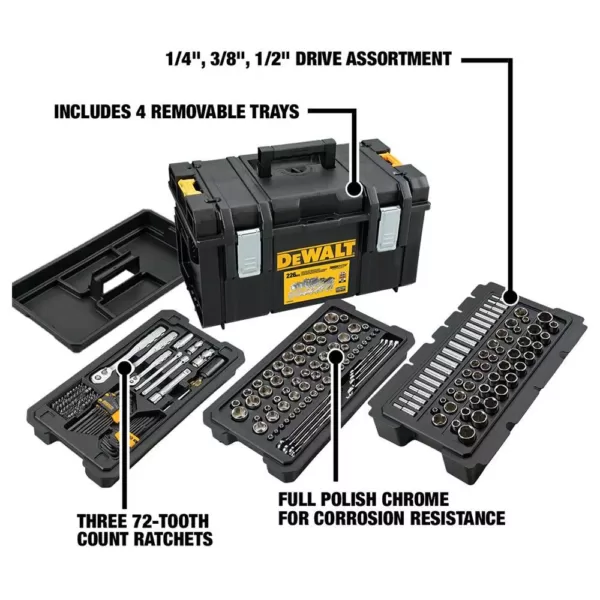 DEWALT Mechanics Tool Set (226-Piece) with TOUGHSYSTEM 22 in. Medium Tool Box