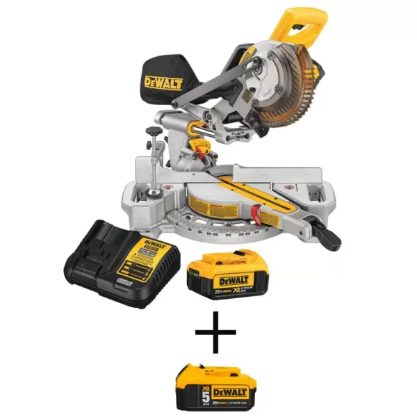 DEWALT 20-Volt MAX Lithium-Ion Cordless 7-1/4 in. Miter Saw with 20-Volt MAX XR Premium Lithium-Ion (1) 5.0Ah Battery