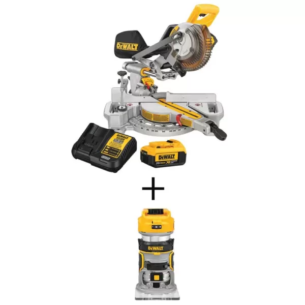 DEWALT 20-Volt MAX Lithium-Ion Cordless 7-1/4 in. Miter Saw with 20-Volt MAX Lithium-Ion Cordless Brushless Router (Tool-Only)