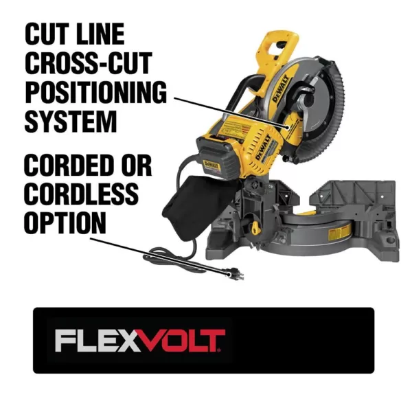 DEWALT FLEXVOLT 120-Volt MAX Lithium-Ion Cordless Brushless 12 in. Miter Saw with AC Adapter (Tool-Only)