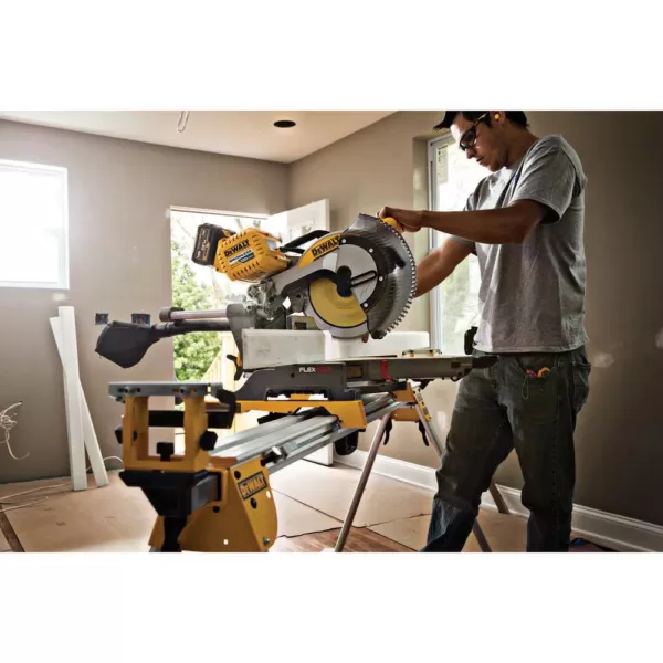 DEWALT FLEXVOLT 120-Volt MAX Cordless Brushless 12 in. Miter Saw with AC Adapter, (2) FLEXVOLT 6.0Ah Batteries & Radio