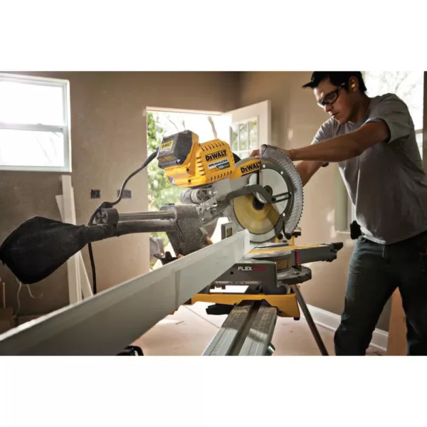 DEWALT FLEXVOLT 120-Volt MAX Cordless Brushless 12 in. Miter Saw with AC Adapter, (2) FLEXVOLT 6.0Ah Batteries & Rolling Stand