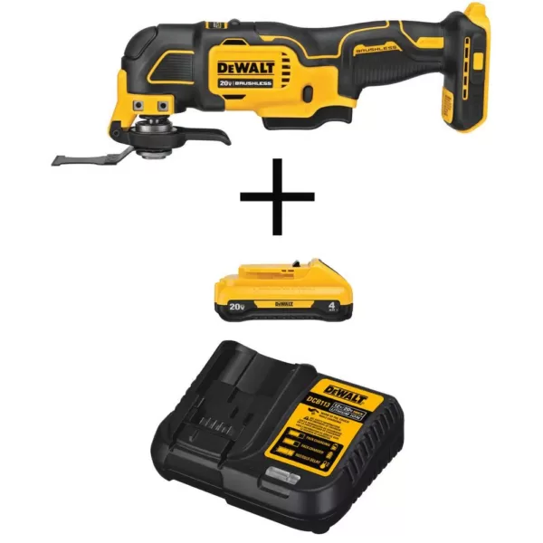 DEWALT ATOMIC 20-Volt MAX Cordless Brushless Oscillating Multi-Tool with (1) 20-Volt Battery 4.0Ah & Charger