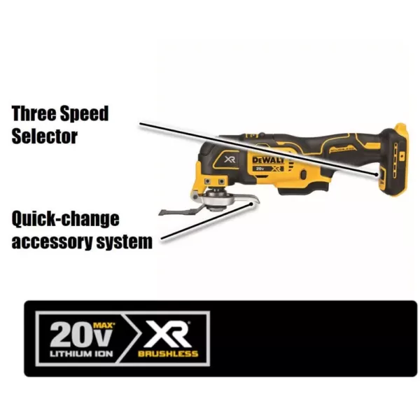 DEWALT 20-Volt MAX XR Cordless Brushless 3-Speed Oscillating Multi-Tool (Tool Only)