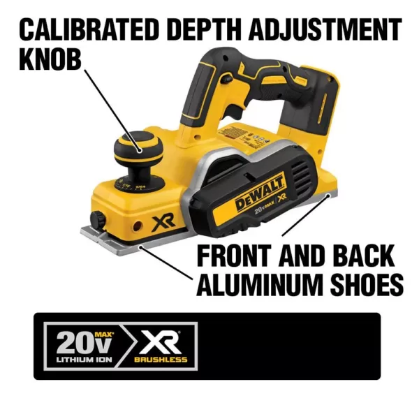 DEWALT 20-Volt MAX XR Cordless Brushless 3-1/4 in. Planer with (1) 20-Volt 5.0Ah Battery