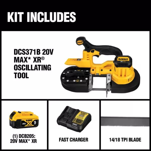 DEWALT 20-Volt MAX Cordless Band Saw with (1) 20-Volt Battery 5.0Ah & Charger