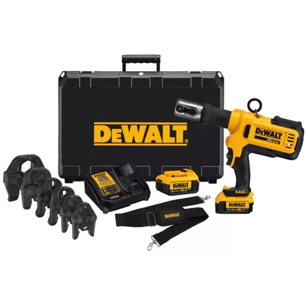 DEWALT 20-Volt MAX Cordless Press Tool, (6) Press Jaws, (2) 20-Volt 4.0Ah Batteries, Drain Snake & Threaded Rod Cutter