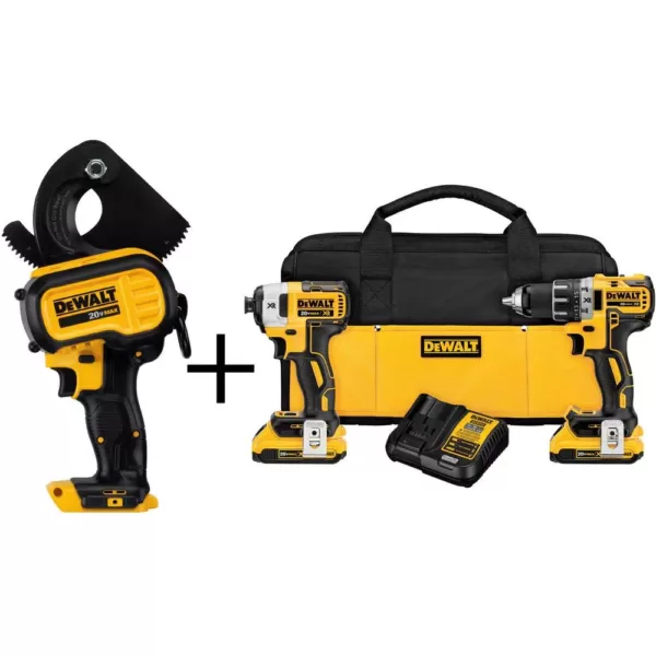 DEWALT 20-Volt MAX Cordless Electrical Cable Cutting Tool with 20-Volt MAX XR Brushless Drill/Impact Combo Kit (2-Tool)