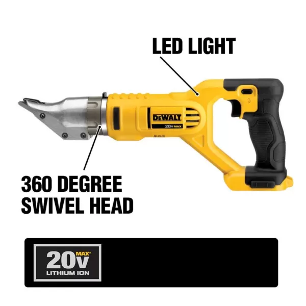 DEWALT 20-Volt MAX Cordless 14-Gauge Swivel Head Double Cut Shears with (2) 20-Volt Batteries 4.0Ah & Impact Driver