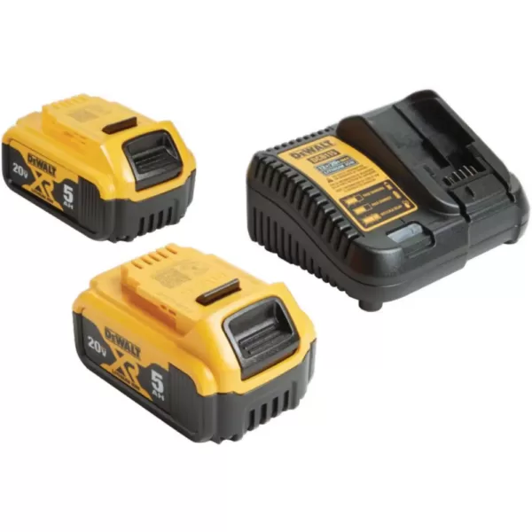 DEWALT 20-Volt MAX XR Premium Lithium-Ion 5.0Ah Battery Pack (2-Pack), Charger & Kit Bag