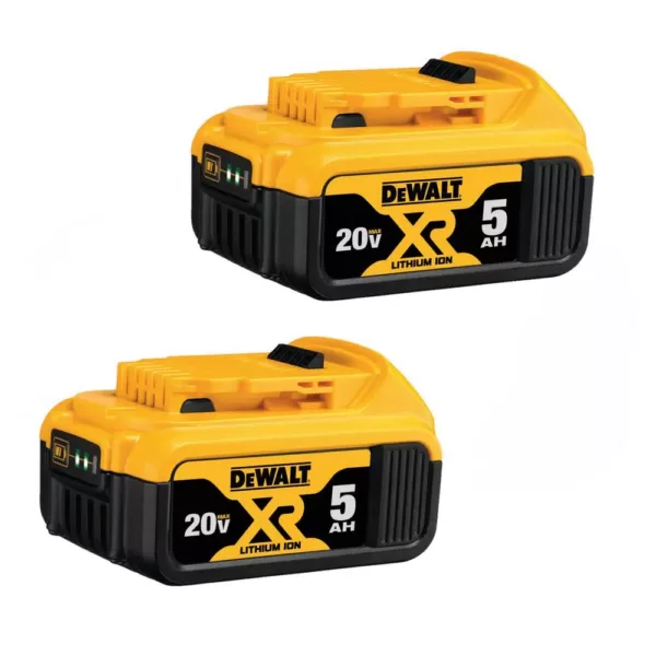 DEWALT 20-Volt MAX XR Premium Lithium-Ion 5.0Ah Battery Pack (3-Pack), Charger & Kit Bag