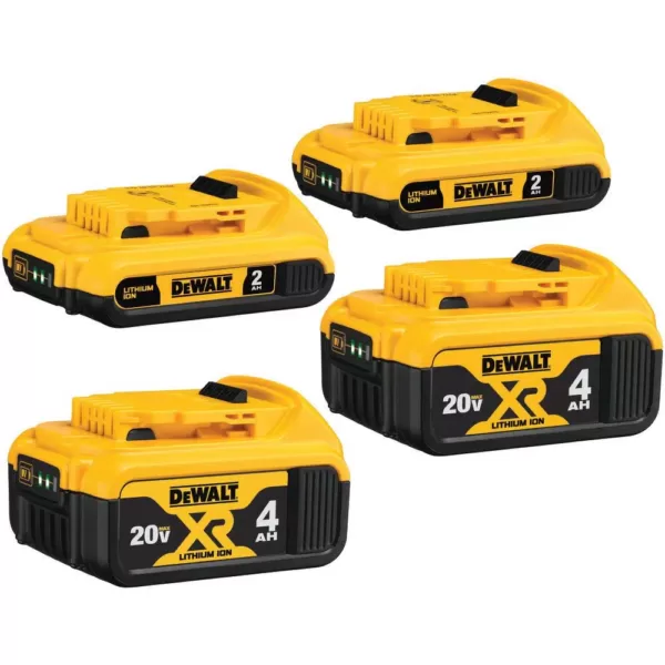 DEWALT 20-Volt MAX Compact Lithium-Ion 2.0 Ah Battery Pack (4-Pack) and 20-Volt MAX XR Lithium-Ion Battery Pack 4.0 Ah (2-Pack)