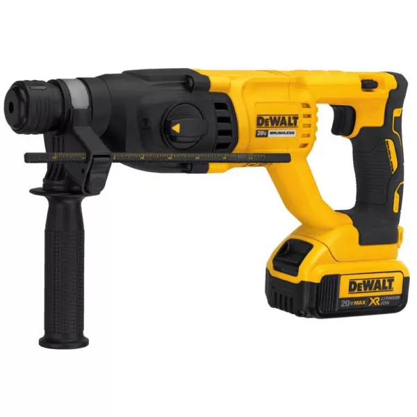 DEWALT 20-Volt MAX Cordless Brushless 1 in. SDS Plus D-Handle Rotary Hammer,(2) 20-Volt 4.0Ah Batteries & 1/4 in. Impact Driver