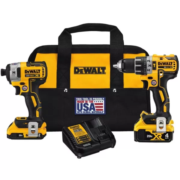 DEWALT 20-Volt MAX XR Cordless Brushless Hammer Drill/Impact Combo Kit (2-Tool) with (1) 4.0Ah Battery & (1) 2.0Ah Battery