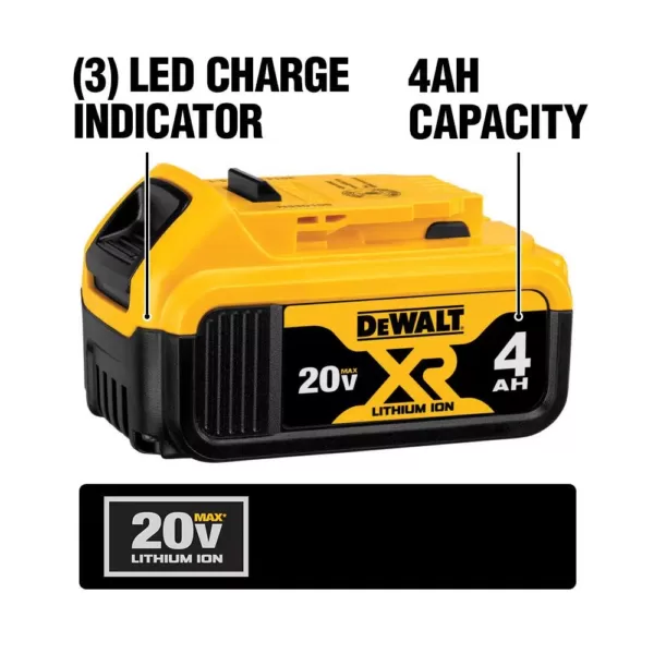 DEWALT 20-Volt MAX Cordless Combo Kit (4-Tool) with (1) 20-Volt 4.0Ah Battery, (1) 20-Volt 2.0Ah Battery & Charger