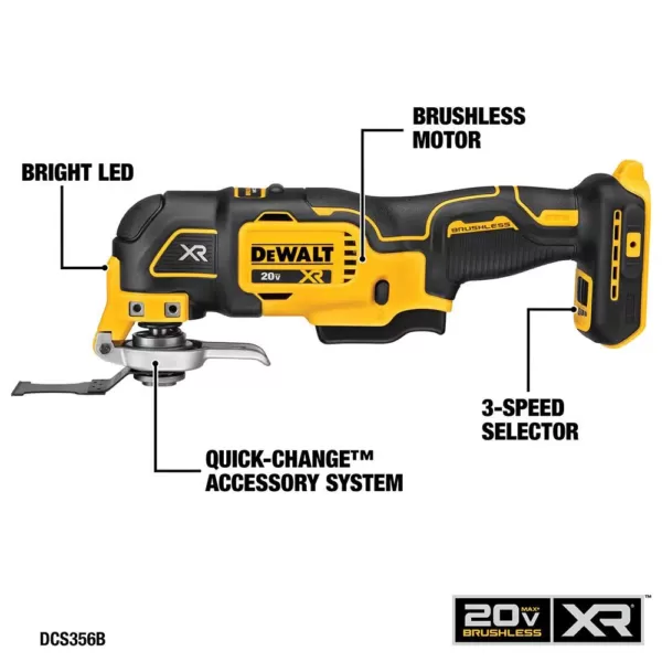 DEWALT 20-Volt MAX Cordless Combo Kit (7-Tool) with (1) 20-Volt 4.0Ah Battery, (1) 20-Volt 2.0Ah Battery & 4-1/2 in. Grinder