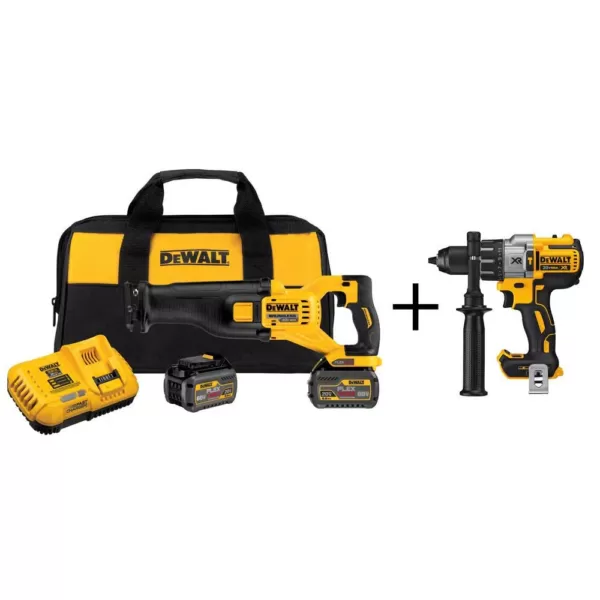 DEWALT FLEXVOLT 60-Volt MAX Cordless Brushless Reciprocating Saw with (2) FLEXVOLT 6.0Ah Batteries & Hammer Drill/Driver