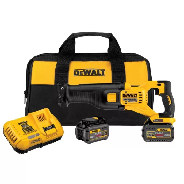 DEWALT FLEXVOLT 60-Volt MAX Lithium-Ion Cordless Brushless Reciprocating Saw with (2) Batteries and Bonus 1/2 in. Impact Wrench